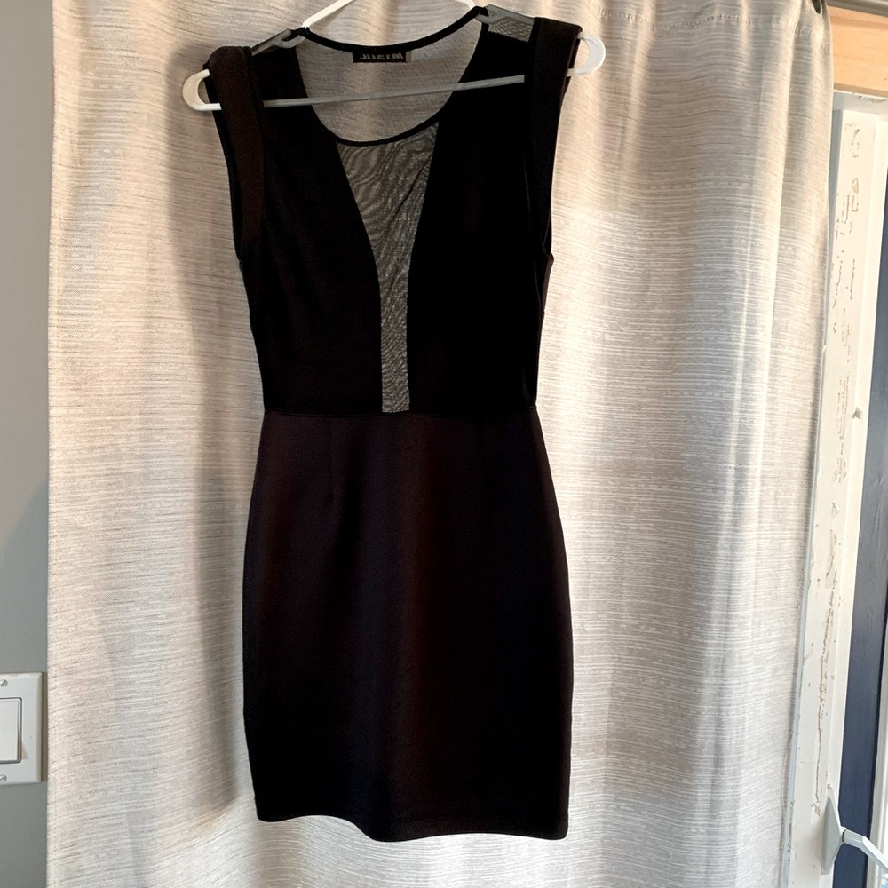 Black mesh cocktail dress